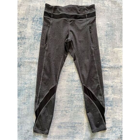 Lululemon Dark Heathered Gray Black Inspire II 7/8 Tights Size 4 - Picture 1 of 5